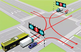 Đi theo hướng mũi tên, xe nào vi phạm giao thông?