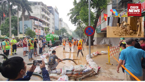 Bùn phun cao nửa mét giữa Thủ đô: Phố Cát Linh bỗng hóa ‘suối bùn’