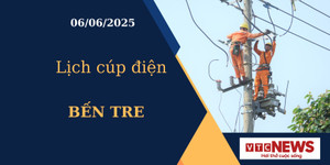 Lịch cúp điện hôm nay ngày 06/06/2025 tại Bến Tre
