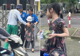 Em gái lớp 2 ngồi cổng trường thi đợi anh trai gây sốt mạng