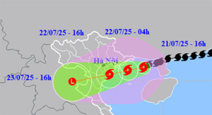 Ngày 22/7, bão số 3 trên đất liền ven biển Hải Phòng-Thanh Hoá, miền Bắc mưa lớn