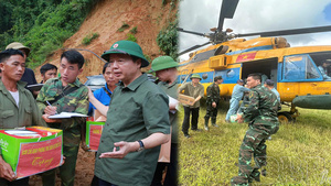 Máy bay vận tải tiếp tế hàng cứu trợ khẩn cấp cho vùng lũ Điện Biên