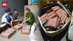 Phát hiện gần 1 tấn sụn chân gà bốc mùi trên xe khách tại Huế