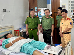 Đang làm nhiệm vụ, một cảnh sát giao thông ở Lâm Đồng bị tông gãy chân