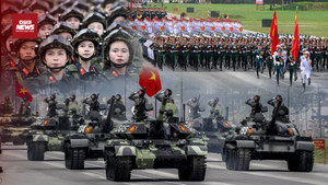 Mãn nhãn màn chuyển bước điều lệnh đều tăm tắp trong buổi hợp luyện A80