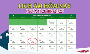 Lịch âm 20/8 - Âm lịch hôm nay 20/8 chính xác nhất - lịch vạn niên 20/8/2025