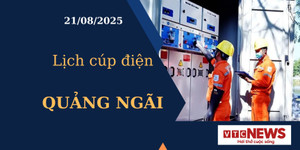 Lịch cúp điện hôm nay ngày 21/08/2025 tại Quảng Ngãi