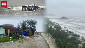 Bão số 5 Kajiki: Sóng dữ nuốt chửng thuyền, xã ven biển gồng mình chống bão