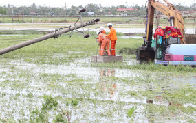 EVN nỗ lực khắc phục sự cố, khôi phục cung cấp điện vùng ảnh hưởng sau bão số 5