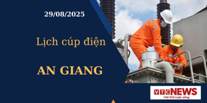 Lịch cúp điện hôm nay ngày 29/08/2025 tại An Giang