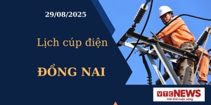 Lịch cúp điện hôm nay ngày 29/08/2025 tại Đồng Nai