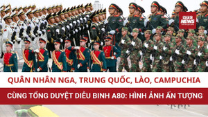 Quân nhân Nga, Trung Quốc, Lào, Campuchia cùng tổng duyệt diễu binh A80