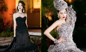 Hoa hậu Quế Anh diện váy dài 5m, Lê Hoàng Phương mặc đầm nặng 20kg trên sàn diễn