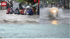 Mưa xuyên đêm không ngớt, nhiều tuyến phố Hà Nội biến thành sông