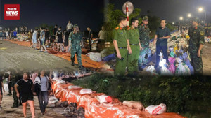 Cảnh đắp đê ngăn lũ trong đêm lớn chưa từng thấy ở Bắc Ninh trong nhiều năm qua