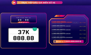 Biển số ngũ quý 8 tỉnh Nghệ An trúng đấu giá hơn 2,6 tỷ đồng