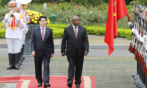 Chủ tịch nước Lương Cường chủ trì lễ đón Tổng thống Nam Phi