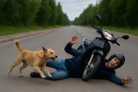Tông trúng chó chạy rông trên đường, nam thanh niên đi xe máy nguy kịch