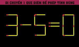 Câu đố mẹo: Di chuyển 1 que diêm để phép tính này đúng, bạn có làm được?