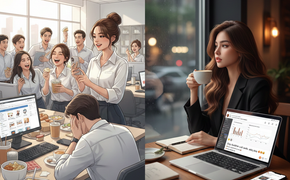 Ở công ty thì hết trà sữa đến cà phê, ra quán cà phê thì ôm laptop 'làm việc'