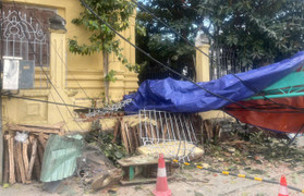 Sập cần cẩu tại dự án The One Tower Đà Nẵng, đè sập tường Bảo tàng Chăm