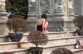 Cô gái mặc hở hang tập Yoga phản cảm ở chùa Linh Ứng