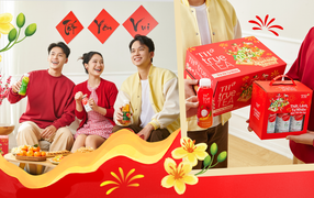 Bao bì Tết rực rỡ - thức uống lành, trao nhau niềm vui thật