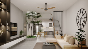  Những mẫu phòng khách liền bếp nhà ống đẹp, tiện nghi 