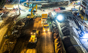 Công trường Vành đai 2,5 sáng đèn xuyên đêm, chạy nước rút trước ngày thông xe