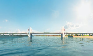 Hình hài cầu vượt sông Lạch Tray hơn 2.000 tỷ đồng sau 13 tháng thi công