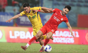 Cập nhật V.League vòng 13 hôm nay: Thể Công thảm bại trước SLNA
