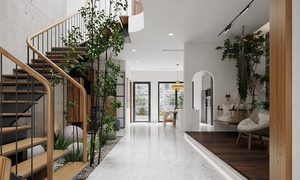 Gợi ý cách trang trí cầu thang bằng cây xanh 