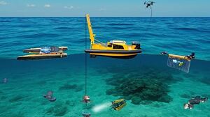 UAV và robot AI dọn rác dưới đáy biển