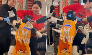 Robot đang biểu diễn bỗng 'nổi loạn' trong nhà hàng, nhân viên hoảng sợ lôi đi