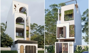 Những mẫu nhà 4 tầng có gara để xe hiện đại