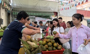 Nghỉ lễ, người dân TP.HCM đổ về Phiên chợ Xanh - Tử tế, săn nông sản sạch 