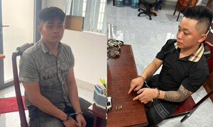 Mang súng đi uống cà phê, hai thanh niên bị trinh sát bắt quả tang