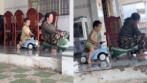 Clip bà ngoại đua xe 3 bánh cùng 'khối nghỉ hè' khiến dân mạng bật cười
