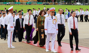 Đại biểu dự Đại hội Hội Nông dân Việt Nam lần thứ IX vào Lăng viếng Chủ tịch Hồ Chí Minh