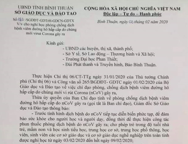 Nhiều tỉnh cho học sinh nghỉ học để tránh virus corona - 1
