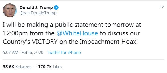 ‘Chiến thắng’ phiên tòa luận tội, ông Trump âm thầm đăng clip 'tranh cử mãi mãi' - 1