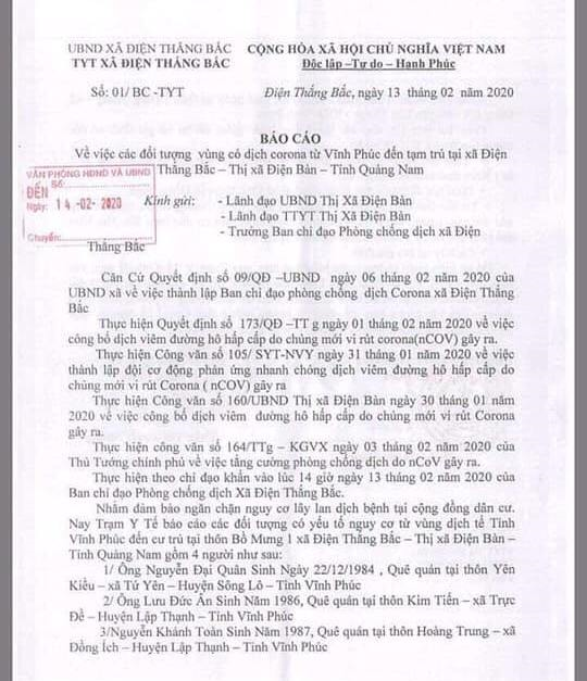 Đề nghị cách ly 4 người Vĩnh Phúc vào Quảng Nam làm việc phòng dịch Covid-19 - 1
