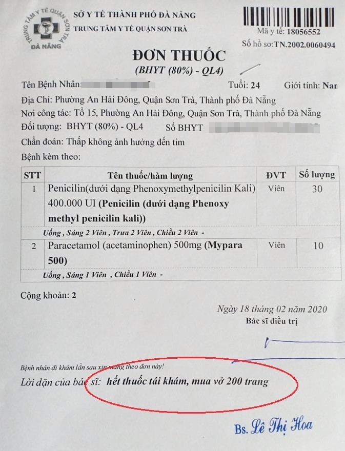 Bác sĩ dặn bệnh nhân 'mua vở 200 trang’ trong đơn thuốc: Sở Y tế Đà Nẵng lên tiếng - 1