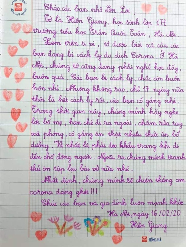 Xúc động bức thư học sinh vùng dịch Sơn Lôi cảm ơn các bạn nhỏ ở Hà Nội - 4