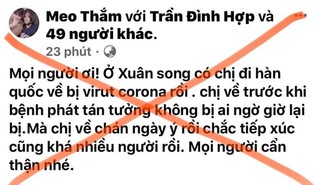 Triệu tập facebooker tung tin có người trở về từ Hàn Quốc nhiễm Covid-19 - 2