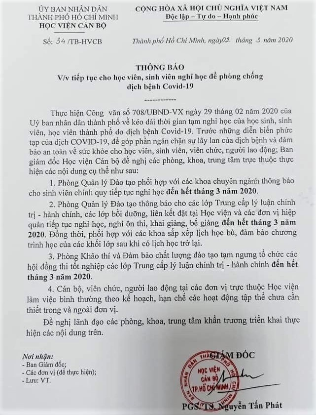 Ba trường đại học cho sinh viên nghỉ hết tháng 3 - 1