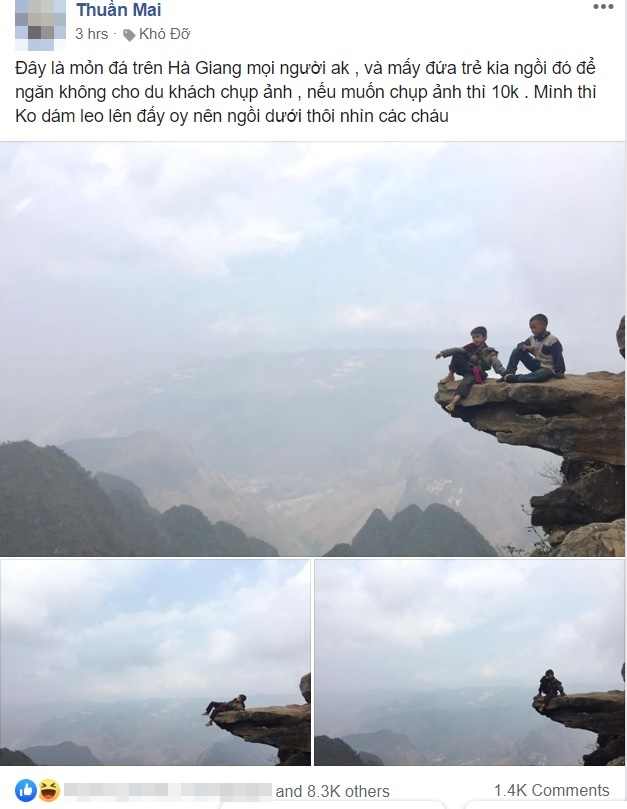 Hãi hùng cảnh trẻ em vùng cao ngồi vắt vẻo trên mỏm đá, bên dưới là vực sâu - 1
