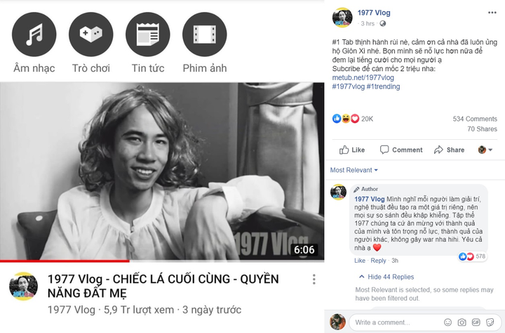 'Siêu phẩm' mới của 1977 Vlog đứng top thịnh hành YouTube - 1