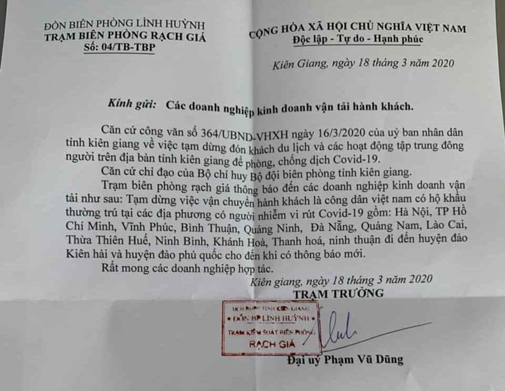 Lùm xùm chuyện 'cấm' dân 13 tỉnh có ca nhiễm virus corona ra Phú Quốc - 1