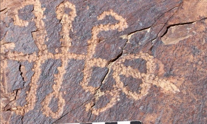 Phát hiện hình khắc sinh vật 'nửa người nửa bọ ngựa' khổng lồ - 1